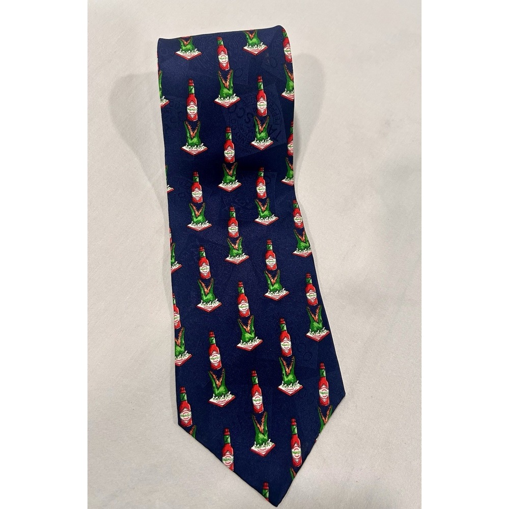 Tabasco Woozie Bottle Alligator Crocodile Blue Necktie Novelty Watermark Logo
